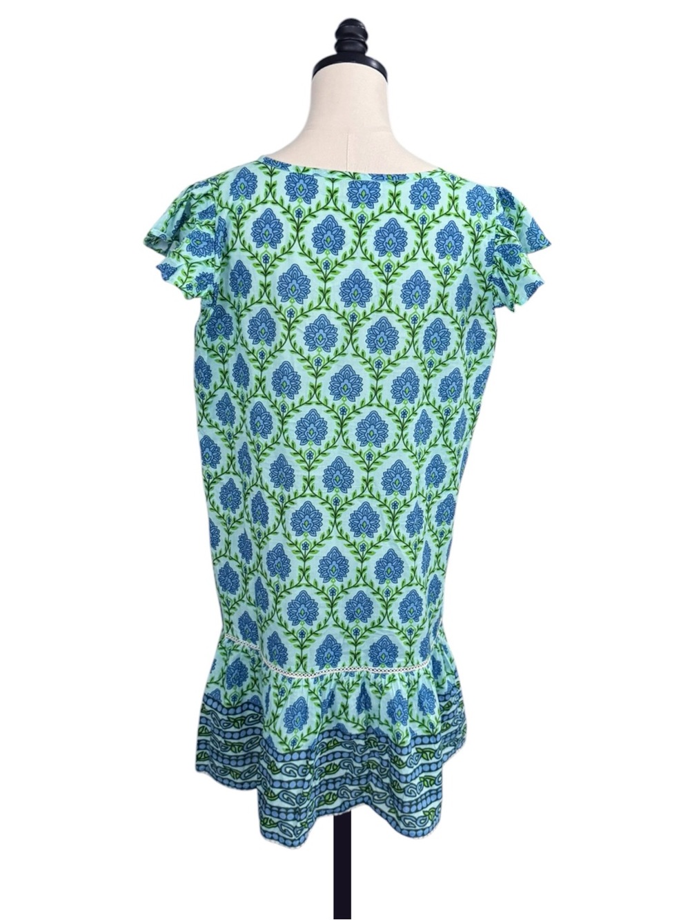 Bindu Blake Blue and Green Blocked Tassel Dress | MEDIUM - Picture 6 of 10